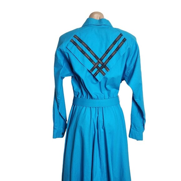 Vintages Lilia Smitty Exclusive Western Cowgirl Rodeo Turquoise Dress Size 11/12 - Picture 12 of 15